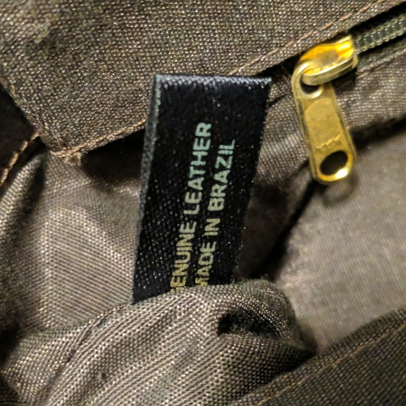 Vintage CEM Leather Tile Patchwork Purse Handbag Shoulder Bag Wood Handle Brown - Picture 10 of 15